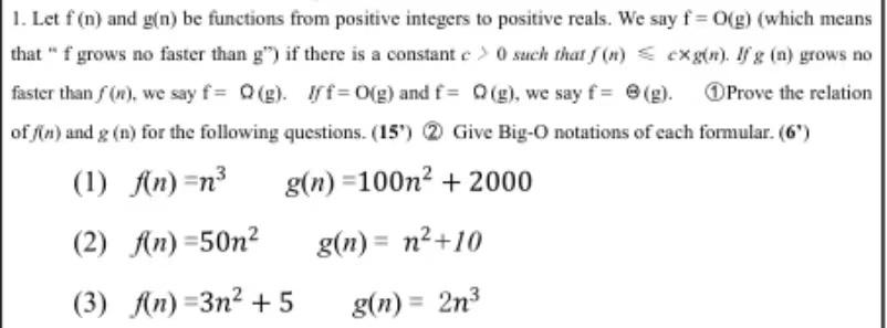 1 Let F N And G N Be Functions From Positive Integers To Positive Reals We Say F O G Which Means That F Grows No 1