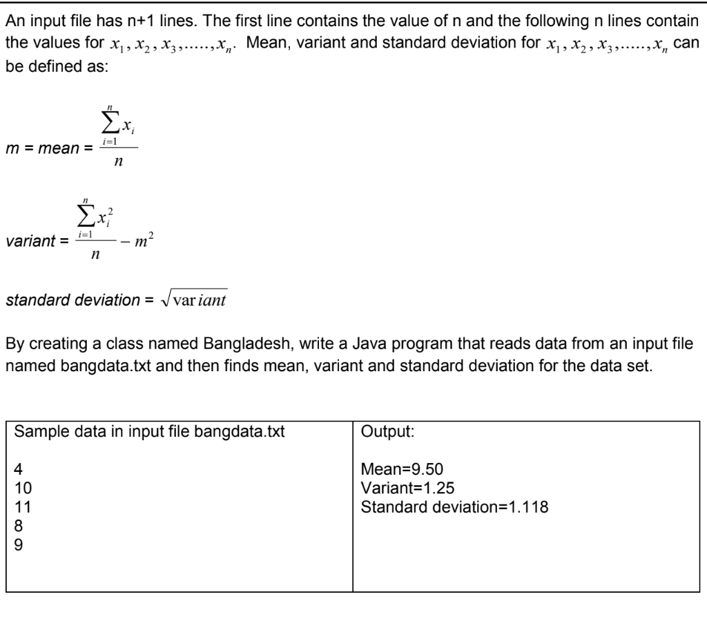 An Input File Has N 1 Lines The First Line Contains The Value Of N And The Following N Lines Contain The Values For X 1