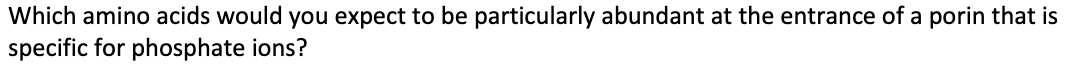 Which Amino Acids Would You Expect To Be Particularly Abundant At The Entrance Of A Porin That Is Specific For Phosphate 1