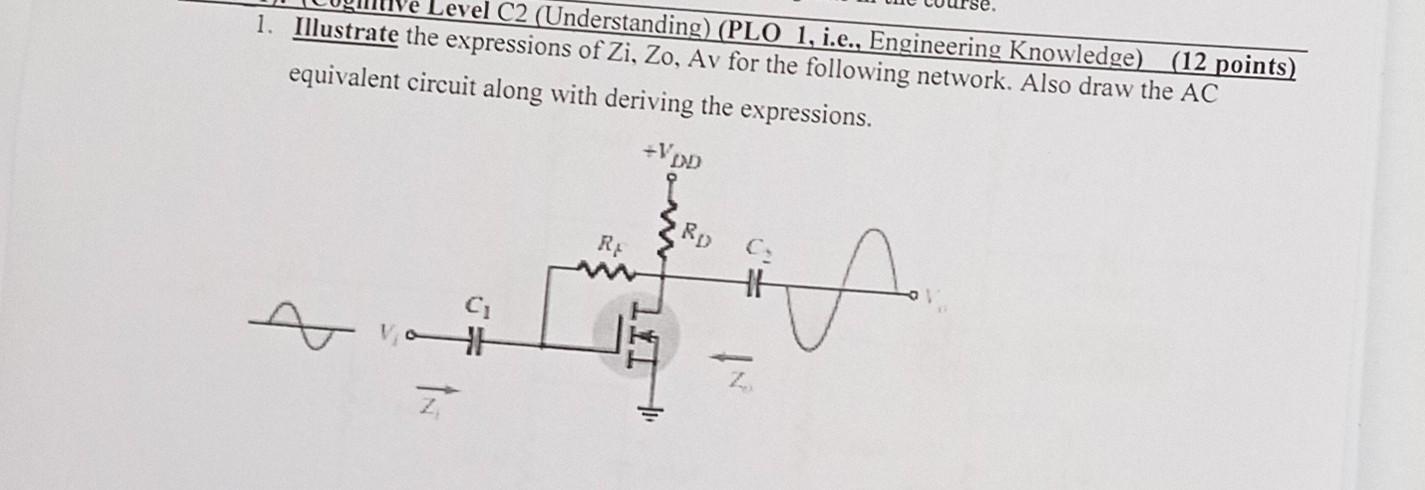 Level C2 Understanding Plo 1 I E Engineering Knowledge 12 Points 1 Illustrate The Expressions Of Zi Zo Av Fo 1