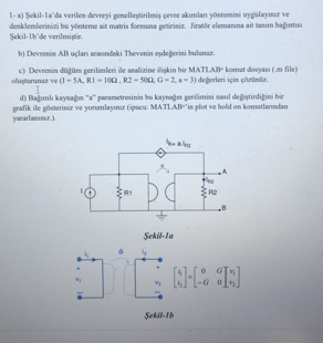 1a Apply The Generalized Peripheral Currents Method To The Circuit In Figure 1a And Bring Your Equations Into The Matri 1