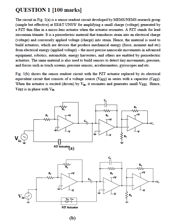 Question 1 100 Marks The Circuit In Fig 1 A Is A Sensor Readout Circuit Developed By Mems Nems Research Group Simpl 1