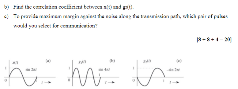For The Following Given Signals A Find The Correlation Coefficient Between X T And Gi T B Find The Correlation Co 2
