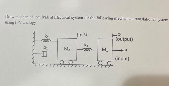 Draw Mechanical Equivalent Electrical System For The Following Mechanical Translational System Using F V Analogy X K 4 1