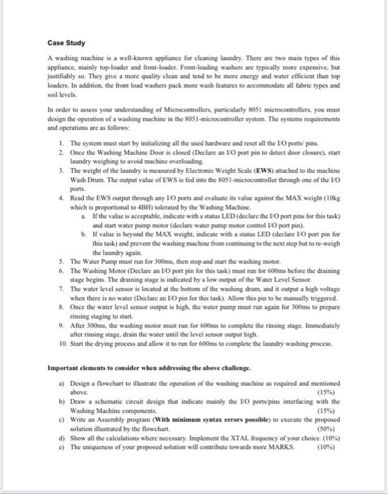Case Study A Washing Machine Is A Well Known Appliance For Cleaning Laundry There Are Two Main Types Of This Appliance 1