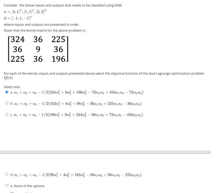 Consider The Below Inputs And Outputs That Needs To Be Classified Using Svm 4 1 1 1 3 2 D 1 1 1 Where Inp 1