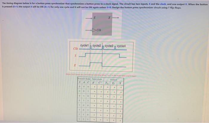 The Timing Diagram Below Is For A Button Press Synchronizer That Synchronizes A Button Press To A Clock Signal The Circ 1