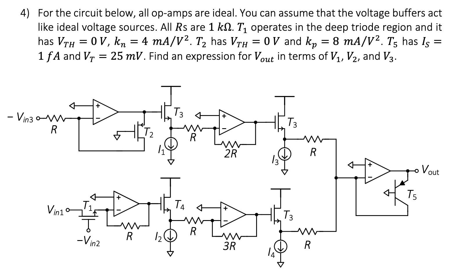 4 For The Circuit Below All Op Amps Are Ideal You Can Assume That The Voltage Buffers Act Like Ideal Voltage Sources 1