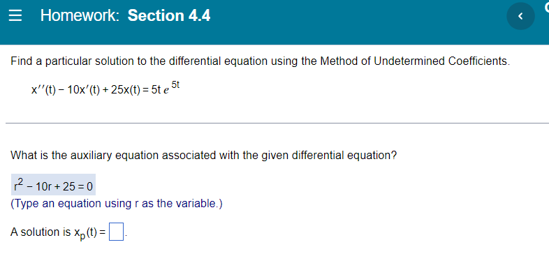 3 Homework Section 4 4 Find A Particular Solution To The Differential Equation Using The Method Of Undetermined Coeffic 1
