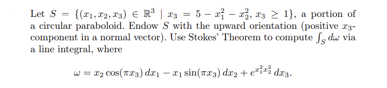 X1 X2 X3 R X3 5 X X X3 1 A Portion Of A Circular Paraboloid Endow S With The Upward Orientation 1