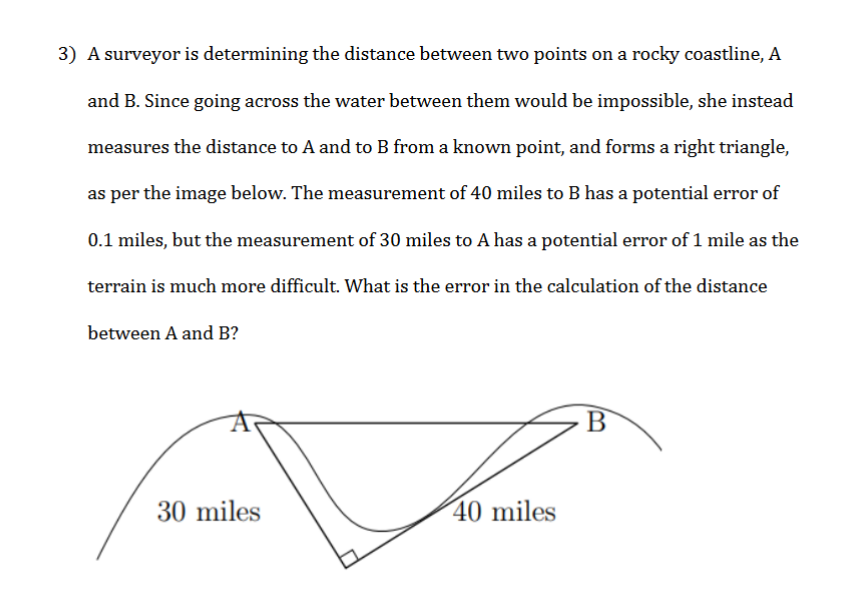 3 A Surveyor Is Determining The Distance Between Two Points On A Rocky Coastline A And B Since Going Across The Water 1