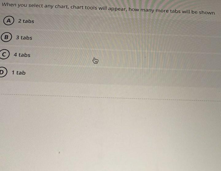 When You Select Any Chart Chart Tools Will Appear How Many More Tabs Will Be Shown A 2 Tabs B 3 Tabs 4 Tabs 1 Tab C 1