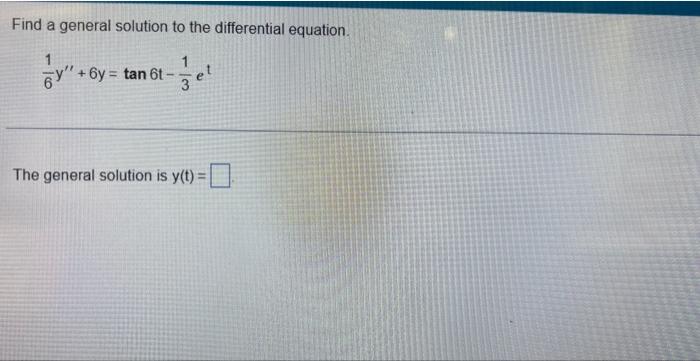 Find A General Solution To The Differential Equation Using The Method Of Variation Of Parameters Y 16y 5 Csc 4t The 2