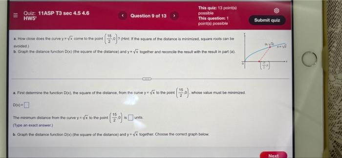 Quiz 11asp T3 Sec 4 5 4 6 Hw5 Question 6 Of 13 This Quiz 13 Point S Possible This Question 1 Point S Possible L Ho 4