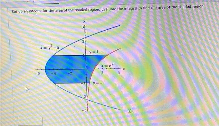 Set Up An Integral For The Area Of The Shaded Region Evaluate The Integral To Find The Area Of The Shaded Region Y X 1