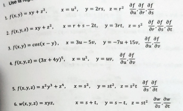 Use The Chain Rule To Find The Partial Derivatives Of The Following Functions 1