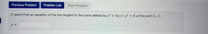 Previous Problem Problem List Next Problem 1 Point Regarding Y As The Independent Variable And X As The Dependent Vari 2