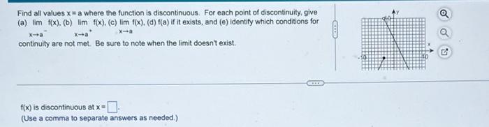 Find All Values X A Where The Function Is Discontinuous For Each Point Of Discontinuity Give A Lim F X B Lim F 1