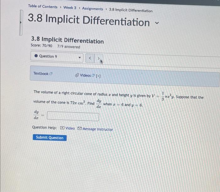 Table Of Contents Week 3 Assignments 3 8 Implicit Differentiation 3 8 Implicit Differentiation V 3 8 Implicit Differenti 1