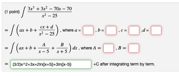1 Point 3x 3x 70x 70 25 Ax B Cx D X 25 25 Where A B A B Ax B 3 3 De Dx Where 1