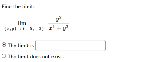 Find The Limit Lim X Y 5 3 Y X Y The Limit Is O The Limit Does Not Exist 1