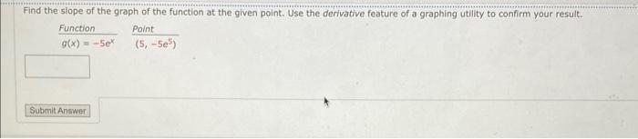 Find The Slope Of The Graph Of The Function At The Given Point Use The Derivative Feature Of A Graphing Utility To Conf 1