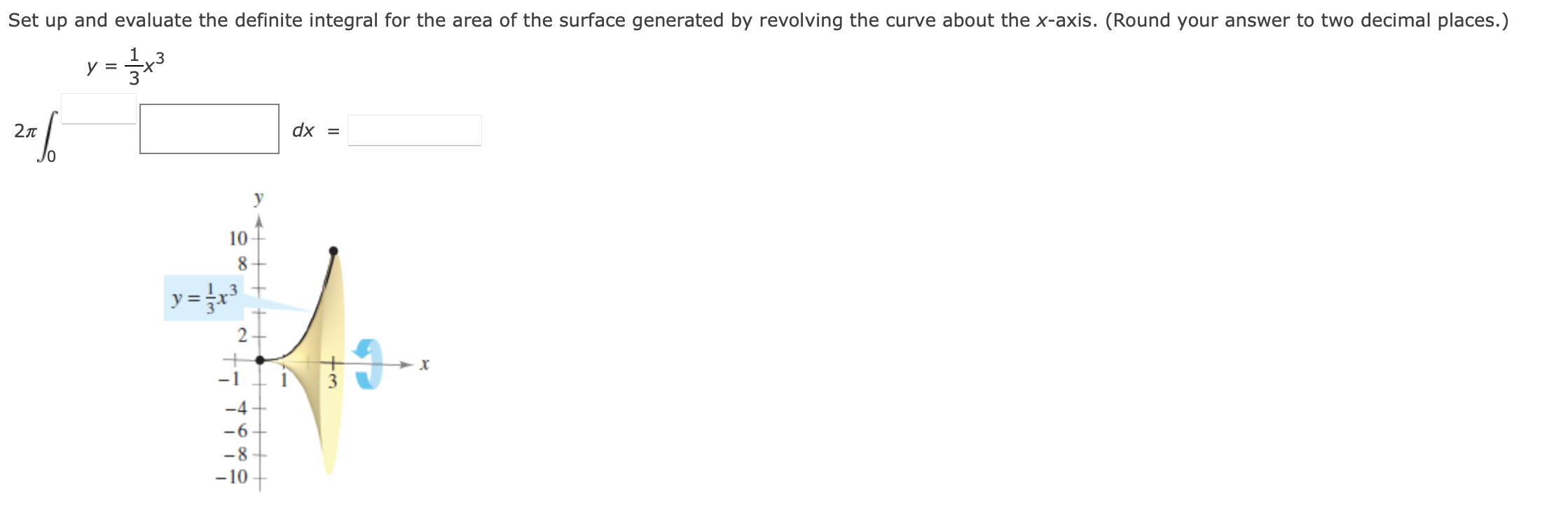 Set Up And Evaluate The Definite Integral For The Area Of The Surface Generated By Revolving The Curve About The X Axis 1