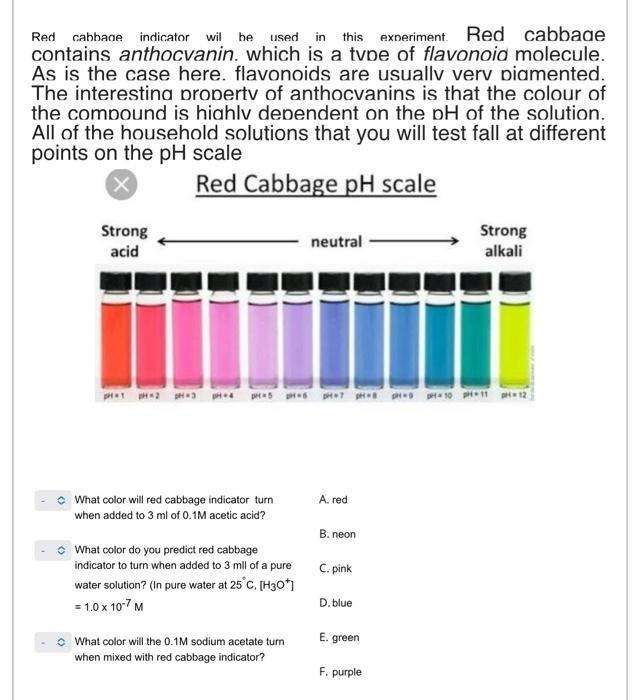 Wil Red Cabbage Indicator Be Used In This Experiment Red Cabbage Contains Anthocvanin Which Is A Type Of Flavonoid Mol 1