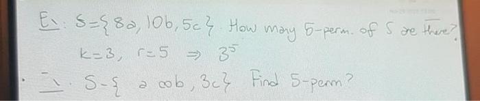 Ex S 28a 106 5c How Many 5 Perm Of 5 Are There K 3 R 5 35 S A Cob 3c Find 5 Perm 2 1