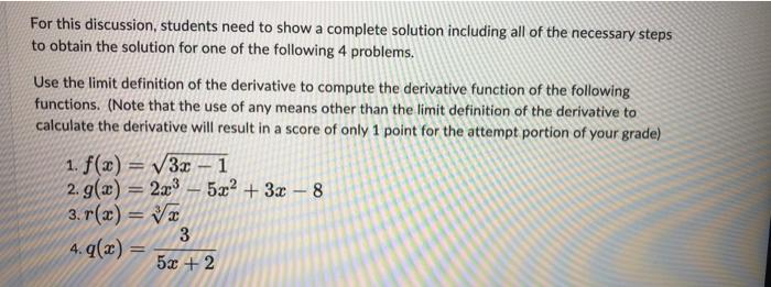 For This Discussion Students Need To Show A Complete Solution Including All Of The Necessary Steps To Obtain The Soluti 1