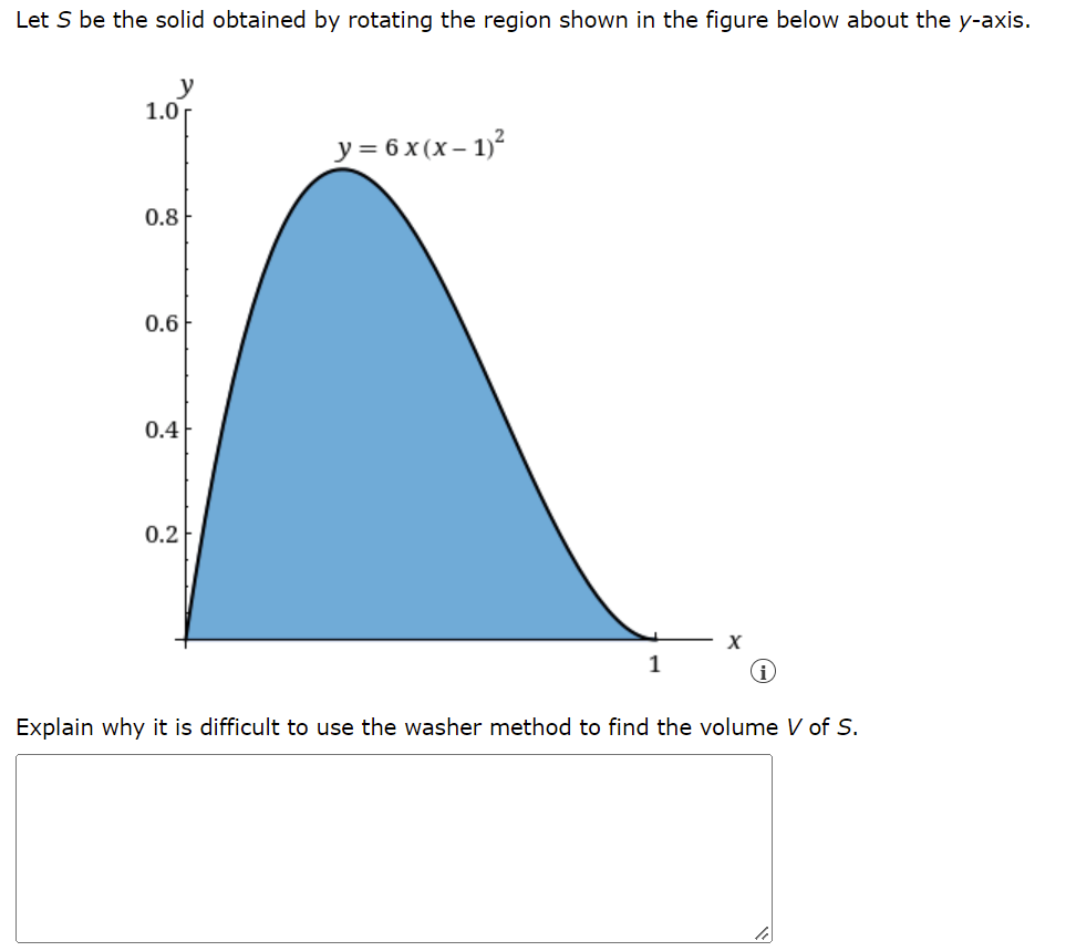Let S Be The Solid Obtained By Rotating The Region Shown In The Figure Below About The Y Axis Y 1 0 Y 6x X 1 0 8 0 6 1