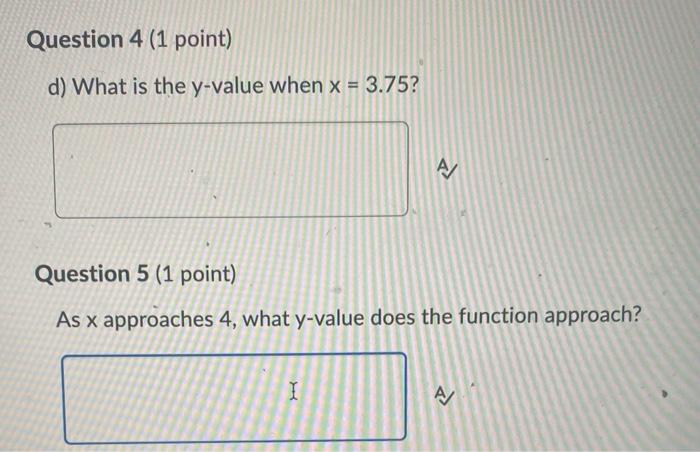 A What Is The Y Value When X 3 Question 2 1 Point B What Is The Y Value When X 5 Question 3 1 Point C What 2