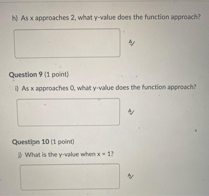 A What Is The Y Value When X 3 Question 2 1 Point B What Is The Y Value When X 5 Question 3 1 Point C What 4