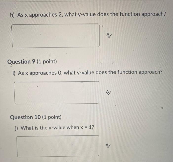 A What Is The Y Value When X 3 Question 2 1 Point B What Is The Y Value When X 5 Question 3 1 Point C What 8