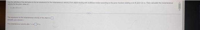 Use The Defection Of The Decvative To Find I Vekids To The Given Value Of T 24173 Expression For The Invity Of An Ob 1