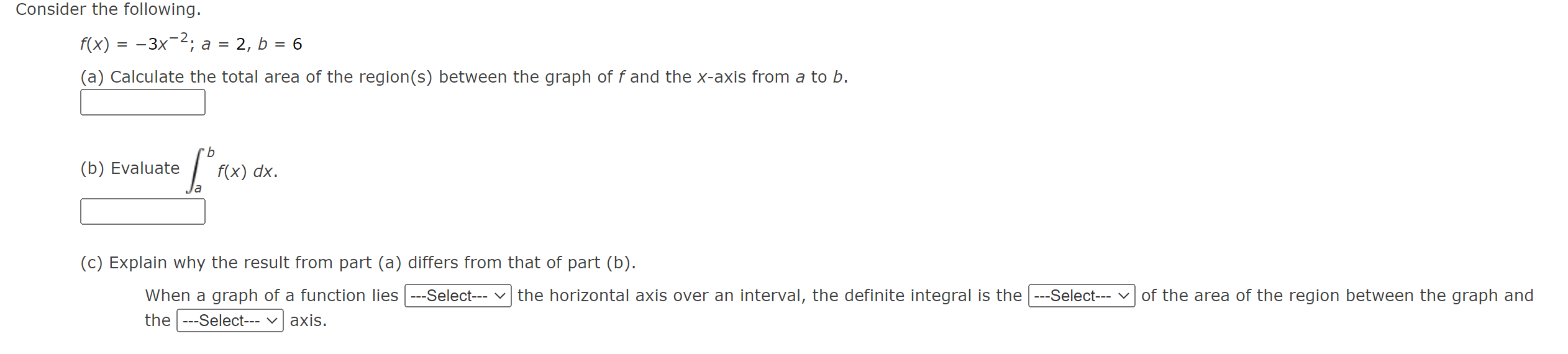 Consider The Following 2 F X 3x A 2 B 6 A Calculate The Total Area Of The Region S Between The Graph Of 1