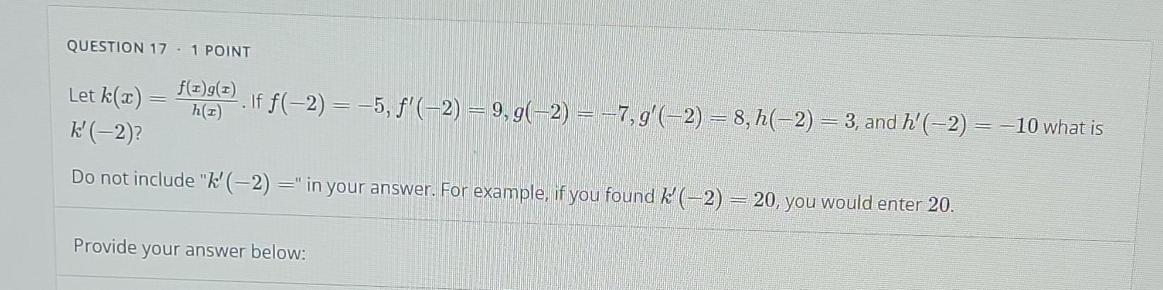 Question 17 1 Point F 1 G 1 If F 2 5 F 2 9 G 2 7 G 2 8 H 2 3 And H 2 10 What Is Let 1