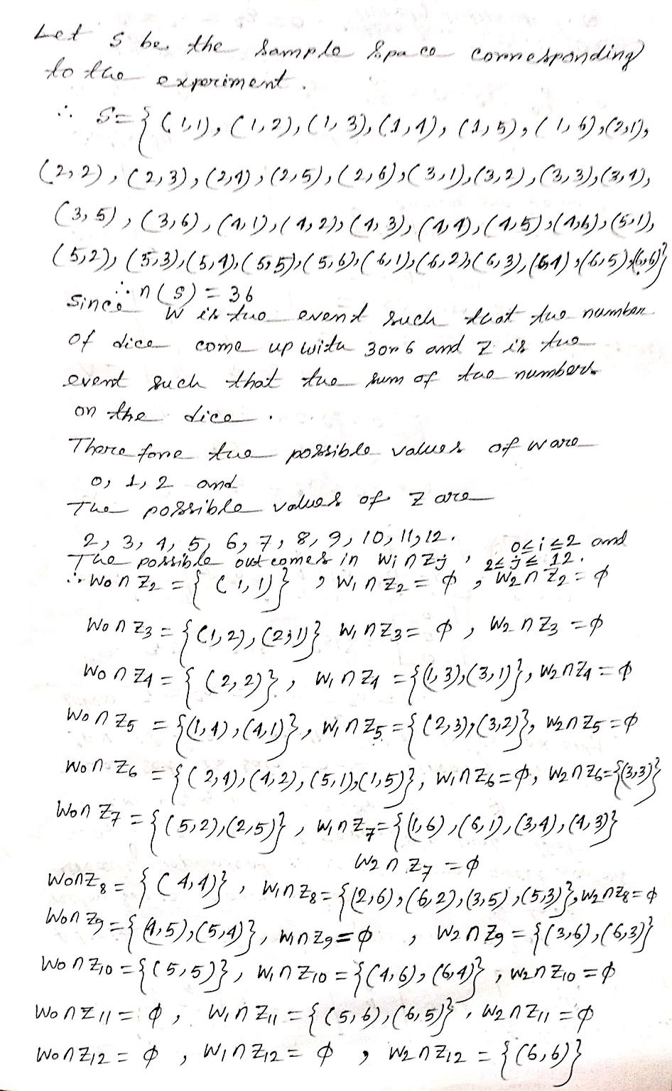 Suppose That We Roll Pair Of Balanced Dice And W Is The Number Of Dice That Come Up 3 Or 6 1