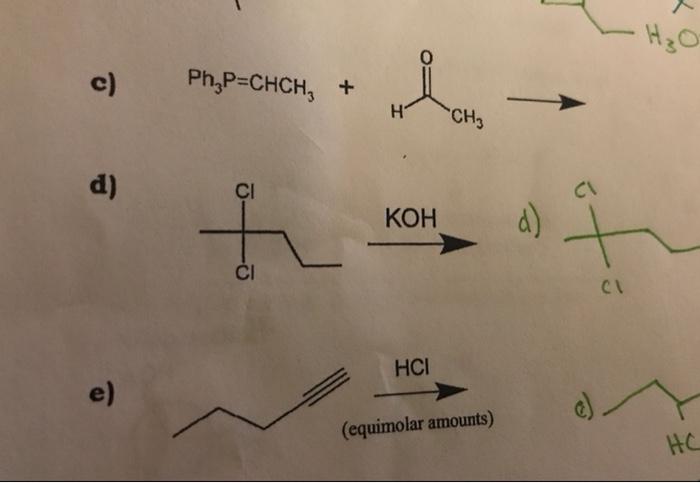 H O C Ph P Chch H Ch D Ci Ci Koh D T Ci Cl Hci E Equimolar Amounts Hc 1