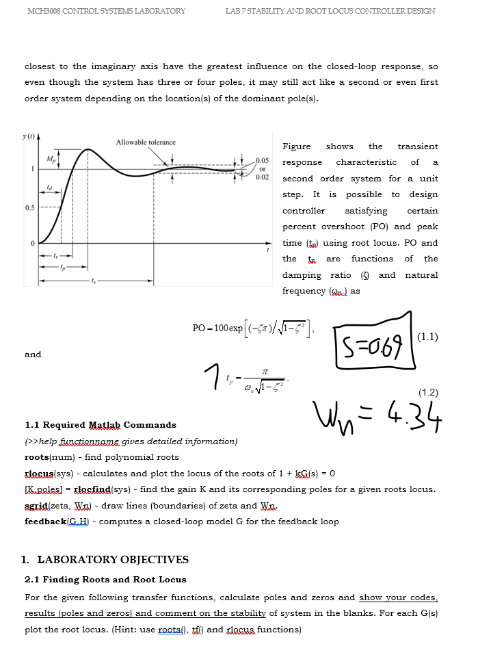 Mch3008 Control Systems Laboratory Lab 7 Stability And Root Locus Controller Design Laboratory 3 Stability And Root Loc 2
