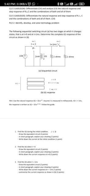 5 42 Pm 0 0kb S Clo 3 A1630104 Differentiate C4 And Analyze C4 The Natural Response And Step Response Of Rlc 1