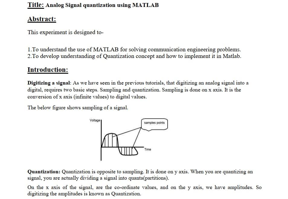 Provide Full And Complete Report Subject Principles Of Communication Laboratory Need Solution Performance Task For Lab 1