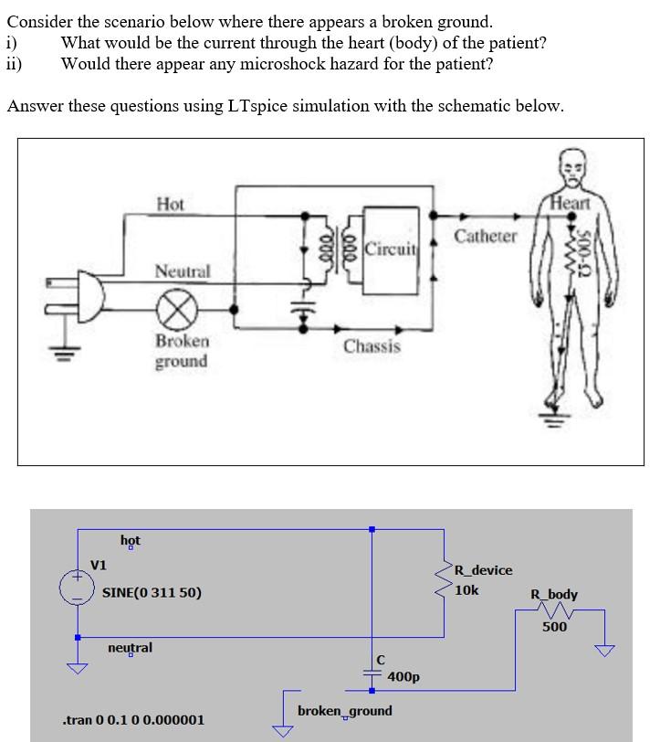 I Ii Consider The Scenario Below Where There Appears A Broken Ground What Would Be The Current Through The Heart Bod 1
