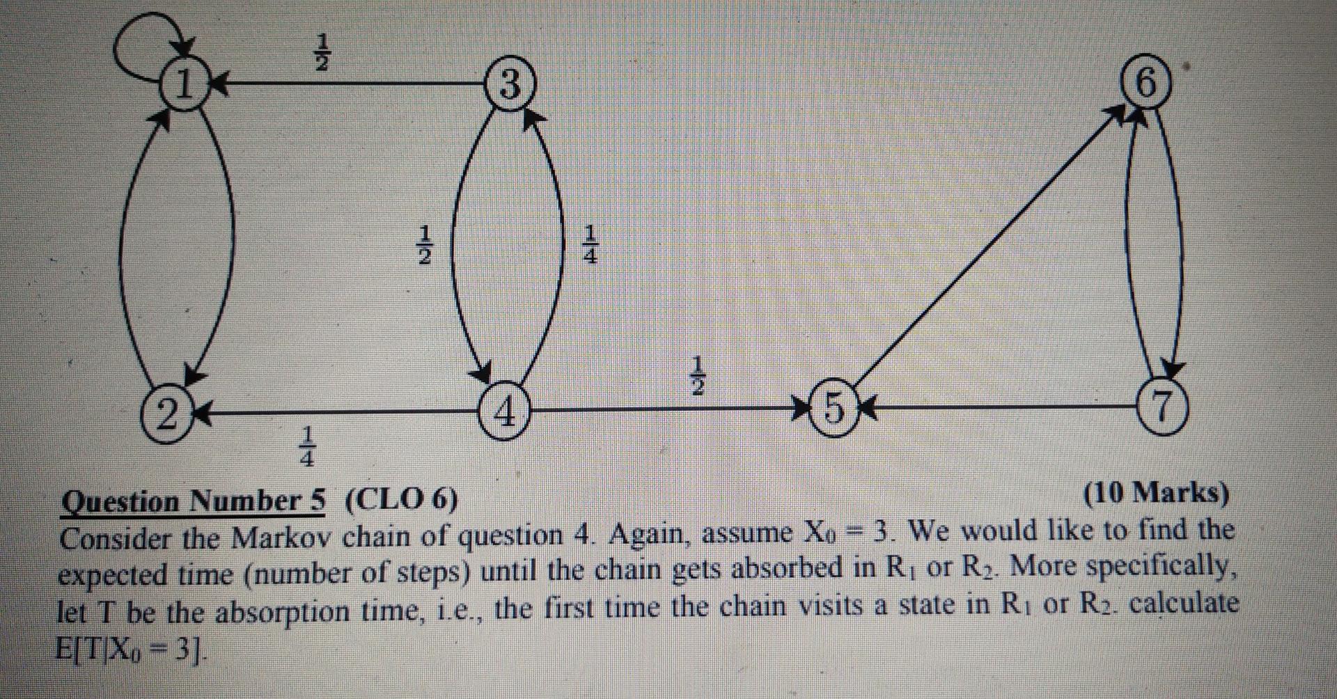 322 6 13 2 4 Question Number 5 Clo 6 10 Marks Consider The Markov Chain Of Question 4 Again Assume Xo 3 We Wou 1