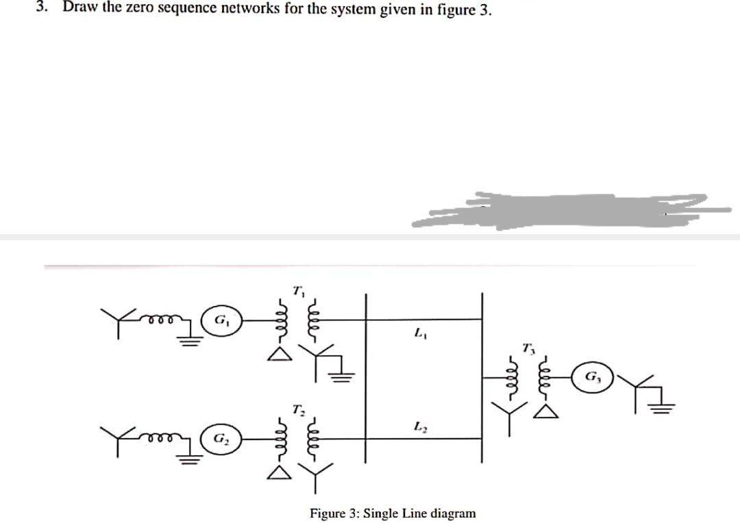 3 Draw The Zero Sequence Networks For The System Given In Figure 3 Ym L Ymy G L Figure 3 Single Line Diagram Reter 1