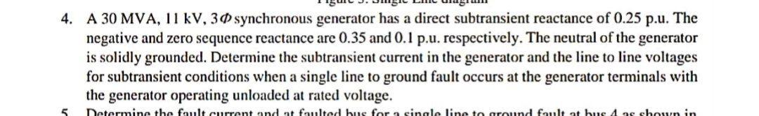 4 A 30 Mva 11 Kv 30 Synchronous Generator Has A Direct Subtransient Reactance Of 0 25 P U The Negative And Zero Sequ 1