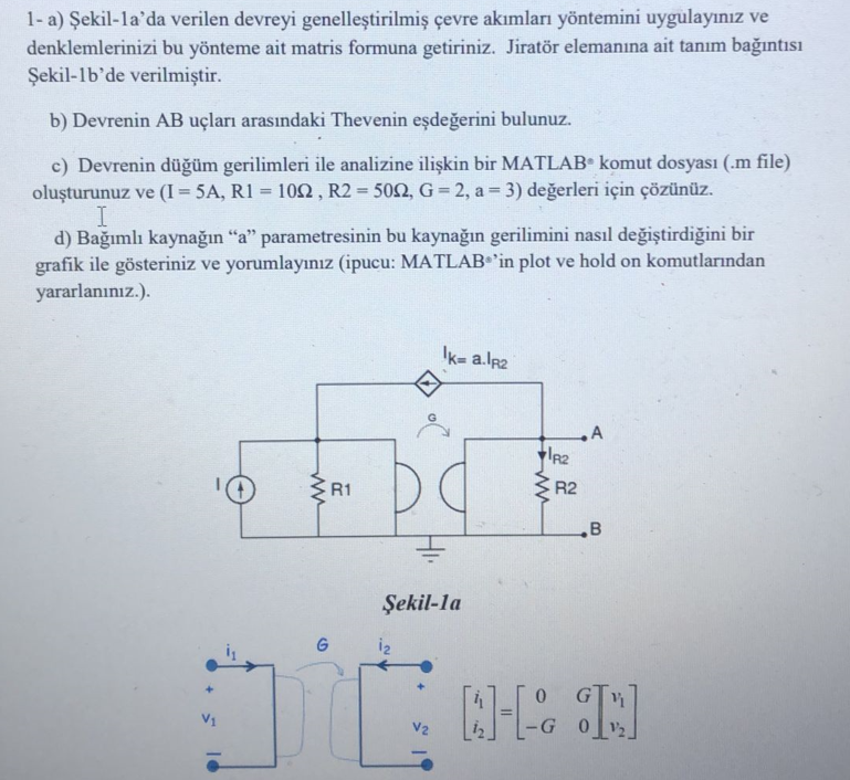 1a Apply The Generalized Peripheral Currents Method To The Circuit In Figure 1a And Bring Your Equations Into The Matri 1