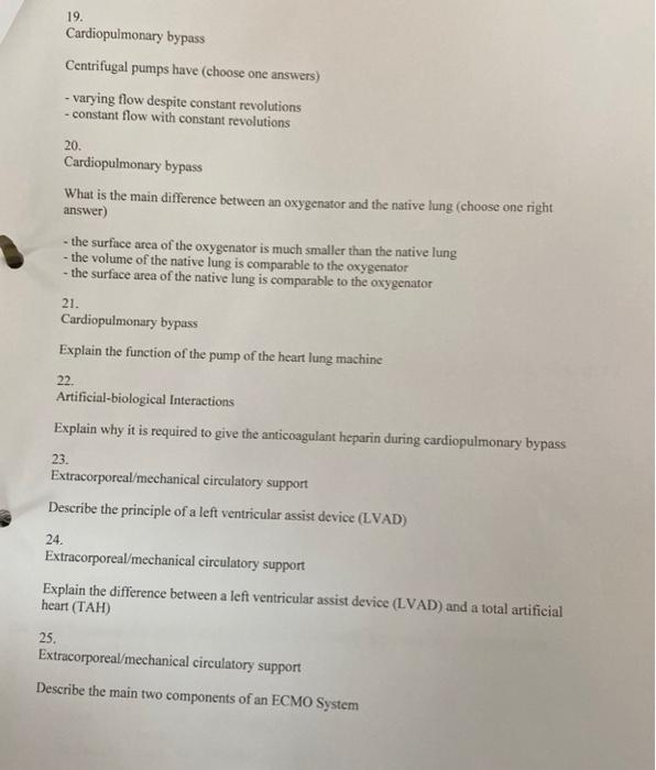 19 Cardiopulmonary Bypass Centrifugal Pumps Have Choose One Answers Varying Flow Despite Constant Revolutions Cons 1