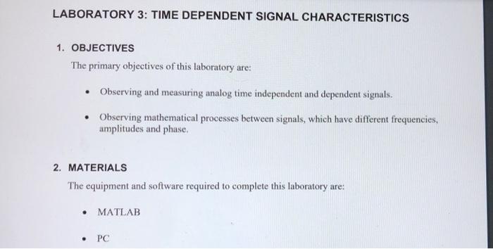Laboratory 3 Time Dependent Signal Characteristics 1 Objectives The Primary Objectives Of This Laboratory Are Obser 1