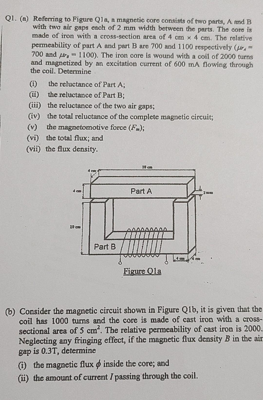 200mm 240mm N 1000 Figure Olb 1mm Air Gap 200mm 240mm N 1000 Figure Olb 1mm Air Gap Q1 A Referring To Figure Q1a A 3